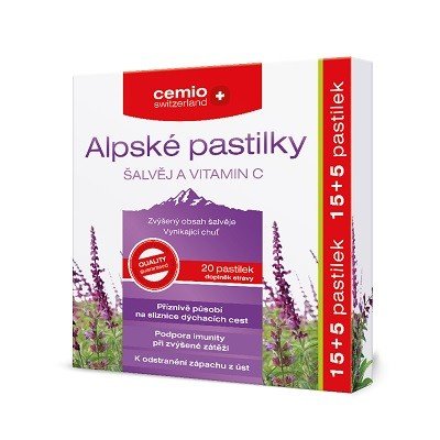 Cemio Alpské pastilky Šalvěj a Vitamin C 20 pastilek