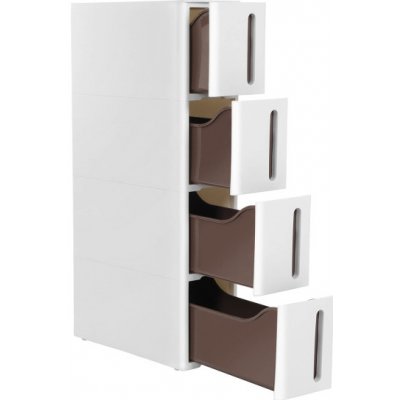 SONGMICS Regál do výklenku s kolečky, úzký vozík se 4 zásuvkami 45x17x84cm – Sleviste.cz