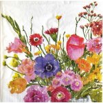 Ubrousek 33x33cm Kytice nádherných květů, akvarel – Sleviste.cz