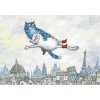 Lovely Cards Pohlednice Modré kočky - Vyhlídkový let
