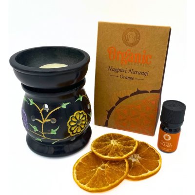 Mani Bhadra aroma lampa mastek Květiny černá 10 x 8 cm – Sleviste.cz