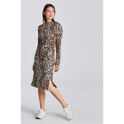 Gant D2. Leopard Jacquard Jersey Dress hnědá – Zboží Mobilmania