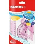 Kores GEO set 15cm, set plastových pravítek, 4 ks v polybagu (42103) – Sleviste.cz