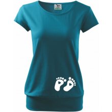Těhotenské tričko Nožičky se srdíčkem Petrolejová