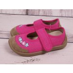 bar3foot 3F bačkory plátěnky 3BE2/12R super flexi růžové s výšivkou barefoot suchý zip – Zboží Dáma