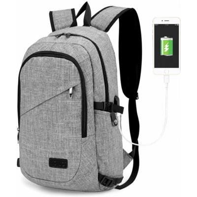 Kono E6715 Batoh na notebook 15.6" Šedý s USB – Zboží Živě
