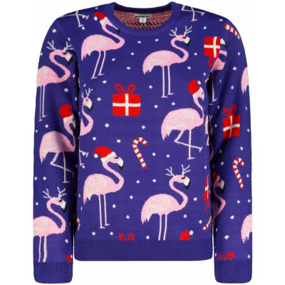 Frogies Dámský svetr Flamingo Christmas modrá – Hledejceny.cz