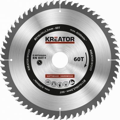 KREATOR KRT020424 Pilový kotouč na dřevo 216mm, 60T – Zboží Dáma