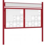 PROCITY Venkovní vitrína model 1000 dvoukřídlá 30 x A4, červená, včetně sloupků a záhlaví | Zboží Auto