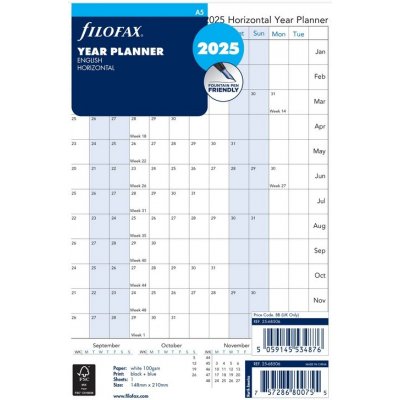 Filofax horizontální kalendář 2025 plánovací AJ A5 – Zboží Živě