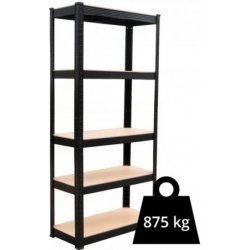 Kovový regál P9040, 180x90x40, nosnost 875 kg, černý