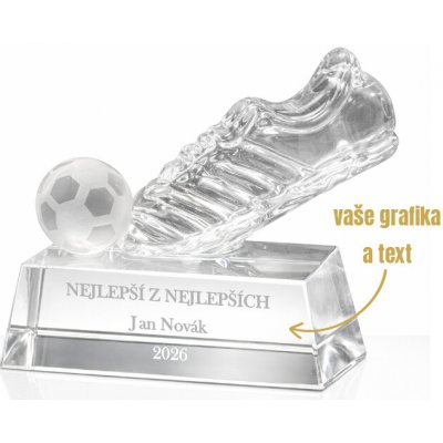 Dekorant Skleněná fotbalová trofej na podstavci s gravírováním KOPAČKA 1KS – Hledejceny.cz