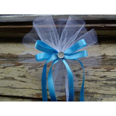 Mašle na auto tylová bílá - tyrkysová 655 – Hledejceny.cz