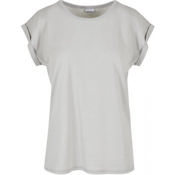 Build Your Brand Volné dámské tričko s ohrnutými rukávy Světlá asfaltová