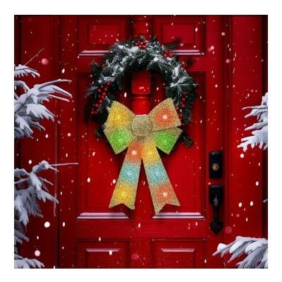 Family LED RGB Vánoční dekorace 11xLED/3xLR44 40x30 cm mašle zlatá gl-58956B – Hledejceny.cz