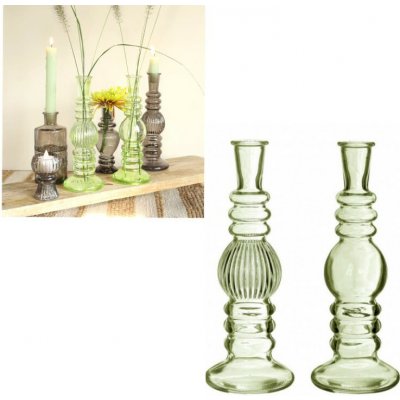 Váza/svícen skleněná 85 x 230 mm - sv.zelená – Hledejceny.cz