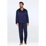 Lukas pánské saténové pyžamo dlouhé propínací tm.modré – Zboží Dáma