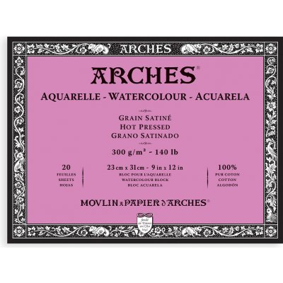 Blok Arches Hot Pressed, 300 g/m2, 20 archů - 23 x 31 cm