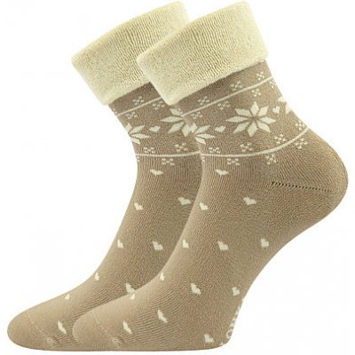 Lonka Termo ponožky Frotana s norským vzorem přírodní béžové