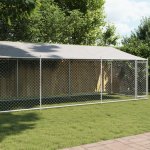 vidaXL Klec pro psy se střechou a dvířky šedá 800 x 200 x 200 cm – Zboží Dáma