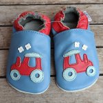 Capiki kožené capáčky Traktůrek modrý – Zboží Dáma