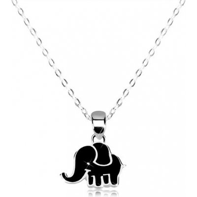 Šperky eshop ze stříbra lesklý slon zdobený černou glazurou S17.27 – Zbozi.Blesk.cz
