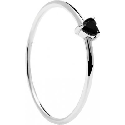 PD Paola Minimalistický stříbrný prsten se srdíčkem Black Heart Silver AN02 224 – Zboží Mobilmania