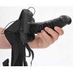 RealRock Hollow Strap on dutý připínací penis s varlaty černý 18 cm – Zboží Dáma