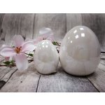 Vejce keramika bílé s peříčkem 85 mm – Zboží Dáma