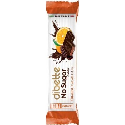 Dibette NAS Hořká čokoláda se sladidlem plněná kakaovým krémem s pomerančovou příchutí 22 g