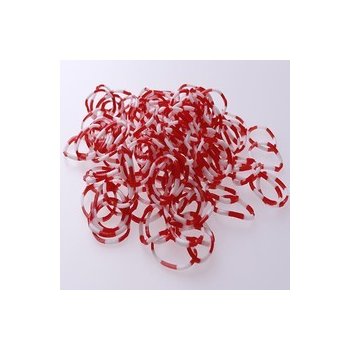 Loom bands Gumičky pro pletení náramků 200 ks červeno bílá