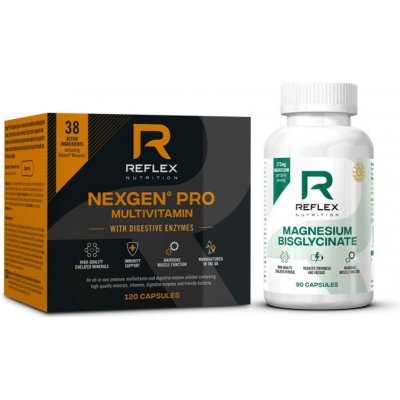 Reflex Nutrition Nexgen PRO + Digestive Enzymes 120 kapslí + Albion Magnesium 90 kapslí – Zboží Mobilmania