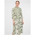 ORSAY Zeleno-krémové dámské košilové midi šaty – Zboží Mobilmania