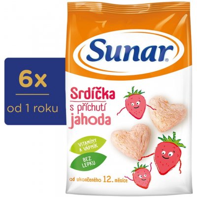 Sunar dětské křupky jahodová srdíčka 6× 50 g – Zboží Dáma