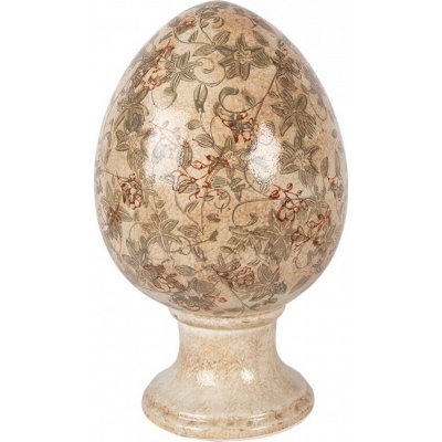 Clayre & Eef Béžové keramické vajíčko s květy Margaus XL Ø 17*28 cm – Hledejceny.cz