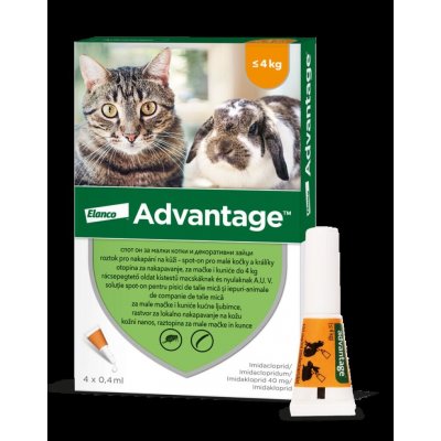Advantage Spot-on pro malé kočky a králíky 40 mg 4 x 0,4 ml – Zboží Mobilmania