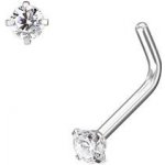 Šperky4U zahnutý piercing do nosu čirý kamínek N0170-02 – Zboží Dáma