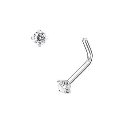 Šperky4U zahnutý piercing do nosu čirý kamínek N0170-02 – Zboží Dáma