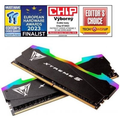 Patriot Viper Xtreme 5 RGB 32GB 8000MHz DDR5 32GB 2× 16GB kit 8000MHz CL46 s chladičem RGB černá PVXR532G80C38K – Zboží Mobilmania