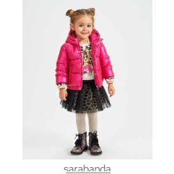 Sarabanda Bunda s kapucí a oušky na zip prošívaná dívčí růžová