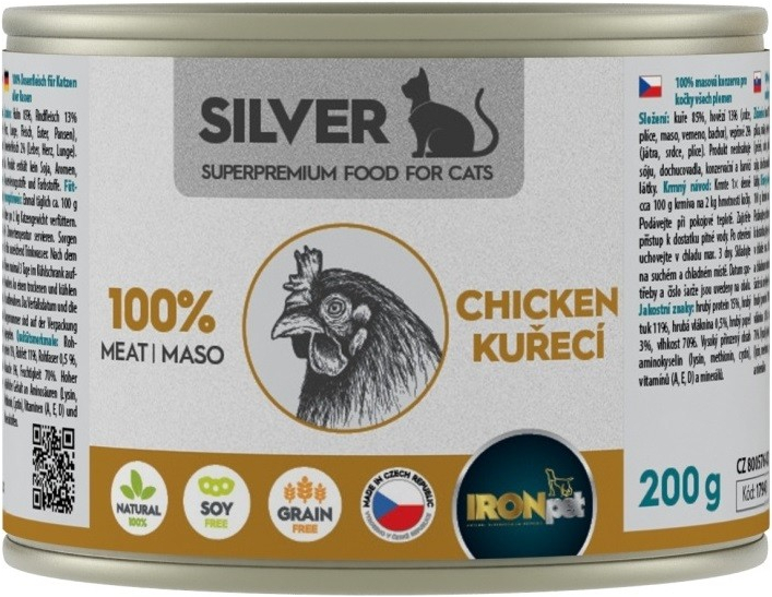 IRONpet Silver Cat Kuřecí 100% masa 6 x 400 g