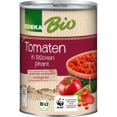 Edeka BIO rajčata na kousky pikantní 400 g – Zbozi.Blesk.cz
