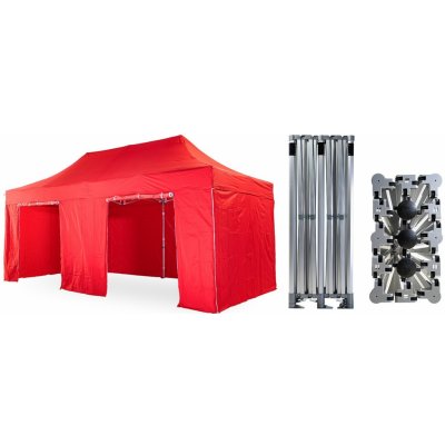 TENTino BIG HEXAGON EXTREME EXTRA HIGH ROOF 4x8 m 7A - ČERVENÁ – Hledejceny.cz