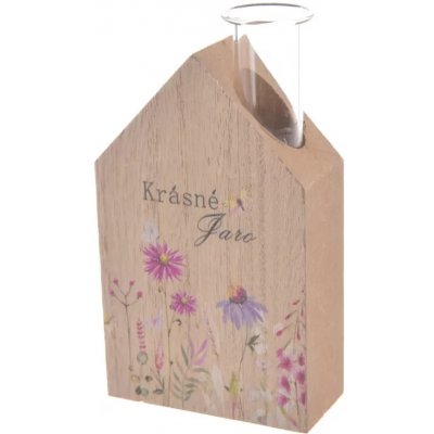 Váza domeček dřevo květ hnědá 7x3x13 cm – Hledejceny.cz