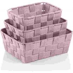KELA Sada košíků Alvaro plast stříbrno-růžová 3 kusy KL-24353