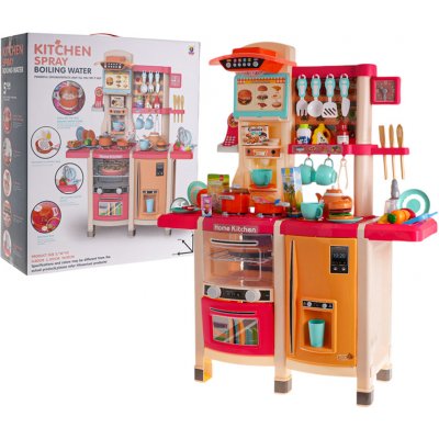 Tomido Velká dětská kuchyňka s lednicí a troubou 65 dílů růžová – Sleviste.cz