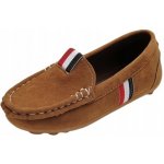 Polobotky mokasíny nazouvací návštěvní boty chlapci béžové semišové – Zboží Dáma