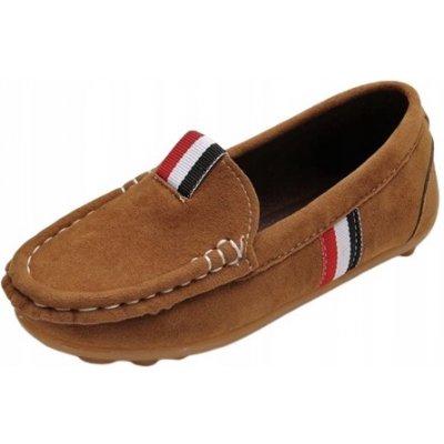 Polobotky mokasíny nazouvací návštěvní boty chlapci béžové semišové – Zboží Dáma