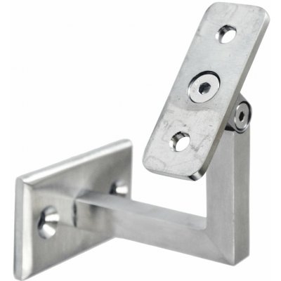 Držák madla na stěnu nastavitelný (plochý, L: 70x70 mm, kotevní deska: 70x40 mm), broušená nerez K320 / AISI304 – Zboží Mobilmania