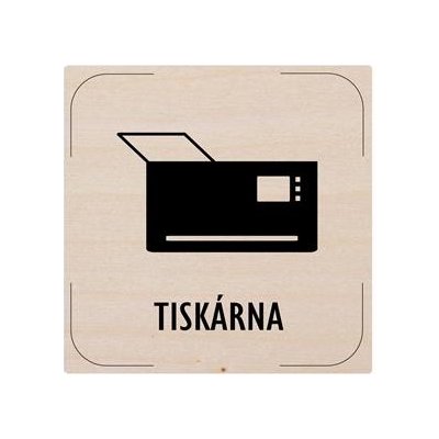 Cedulka na dveře - Tiskárna - piktogram, dřevěná tabulka, 80 x 80 mm – Zboží Mobilmania